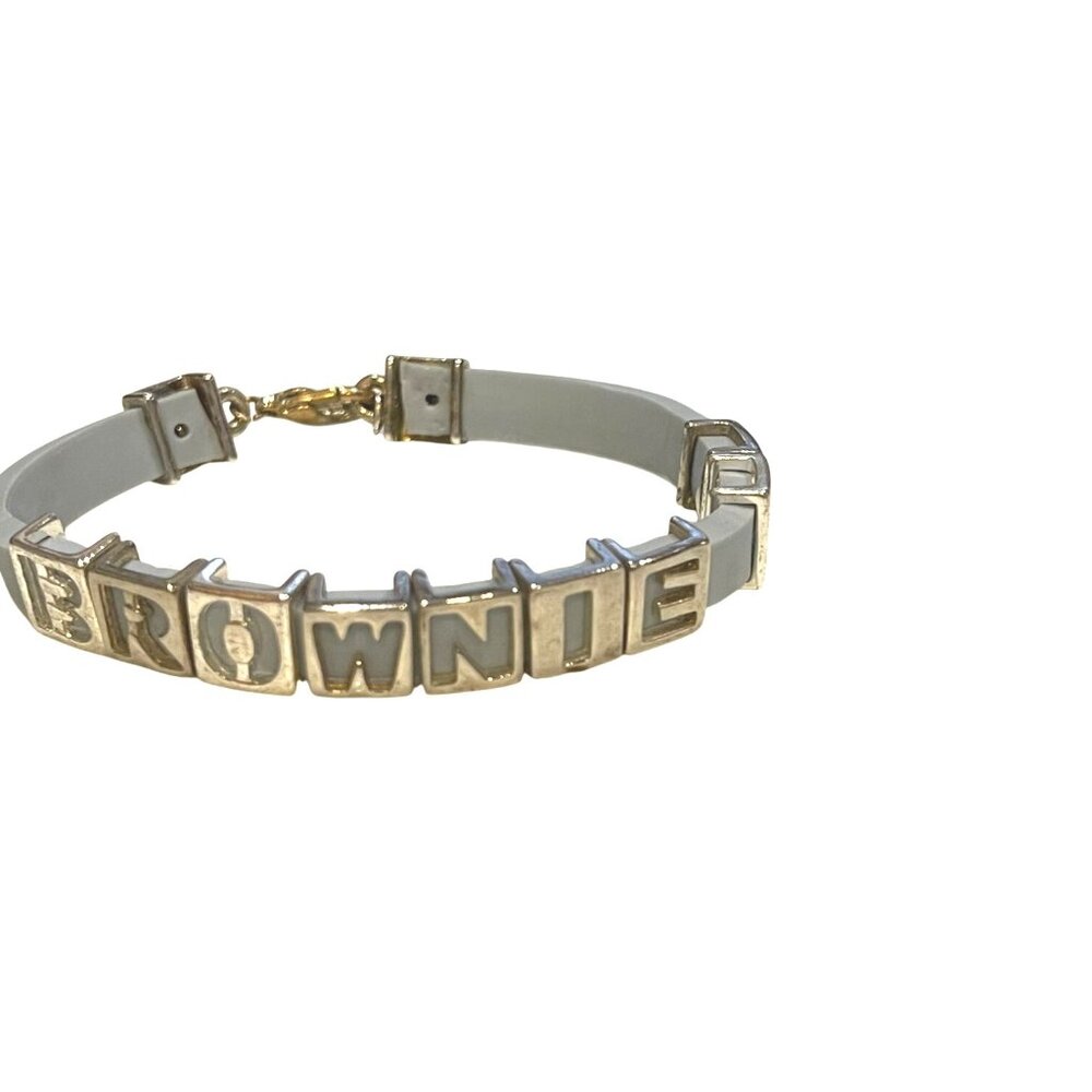 Girls Light Blue & Silvertone Brownie Girls Scout 6 inch  Slider Bracelet.
